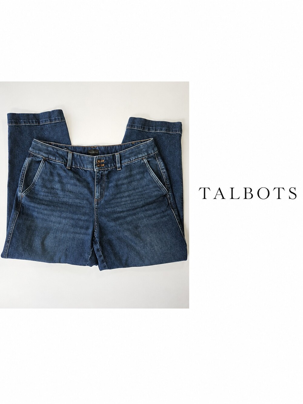 Talbots Women's 14W Straight Ankle Jeans Darien Wash High Rise Stretch Denim